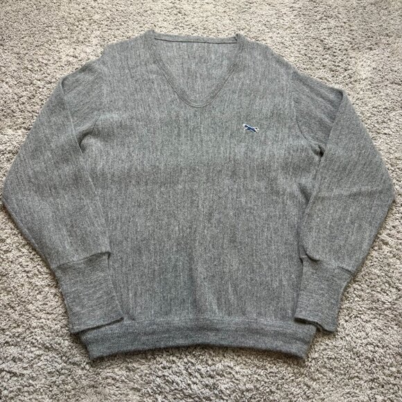 Vintage The Fox Sweater Gray JCPenney V Neck Womens Union Size L **See Measureme - Picture 1 of 7
